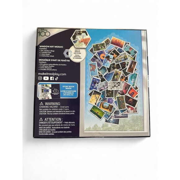 NEW Disney 100 Window Art Mosaic Window Cling Puzzle 234pc Included Story Book - Picture 2 of 2